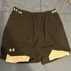 Under Armour Black and White 2 in 1 Waistband Shorts
